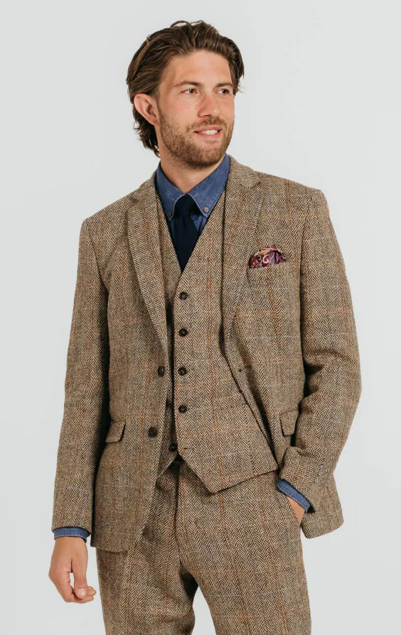 Harris Tweed Anzug Braun, Großes Karo Harris Tweed Anzug Braun, Großes Karo