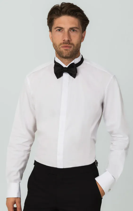 Smokinghemd, Smokingkragen, schlichte Hemdbrust, Slimfit, 100% Baumwolle