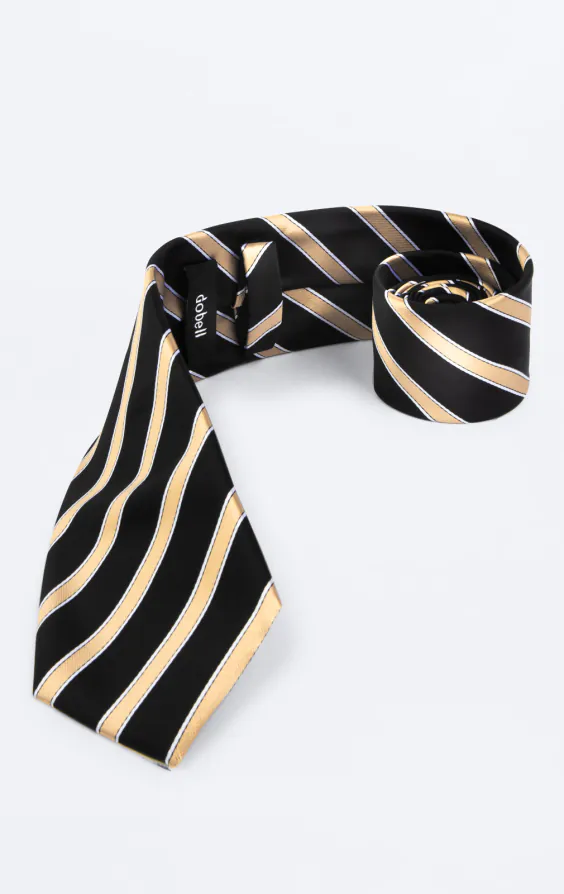 Schwarz Krawatte mit Goldstreifen - photo 1