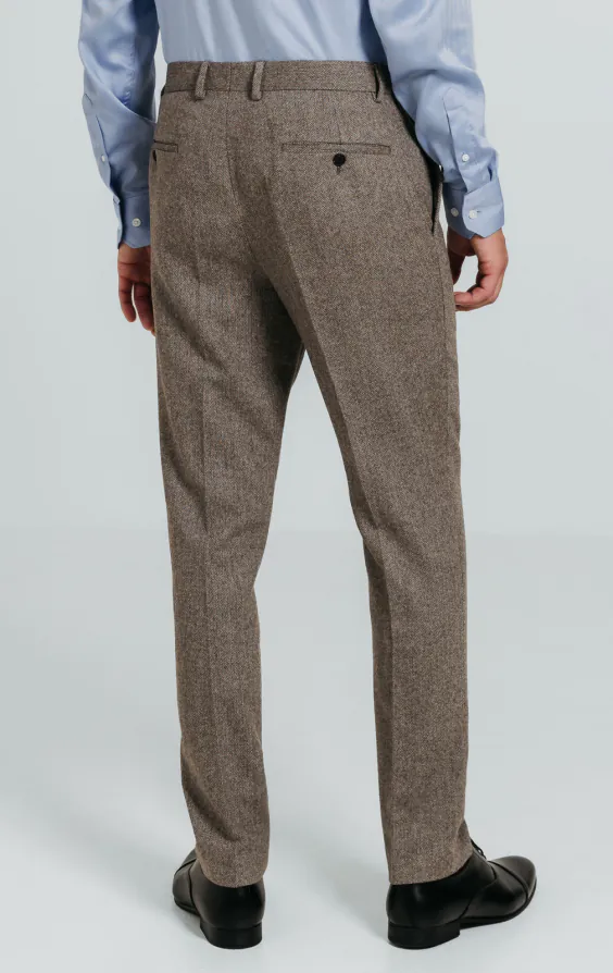 Braun Fischgrätenmuster Tweed Anzug Hose - photo 2 Braun Fischgrätenmuster Tweed Anzug Hose - photo 2