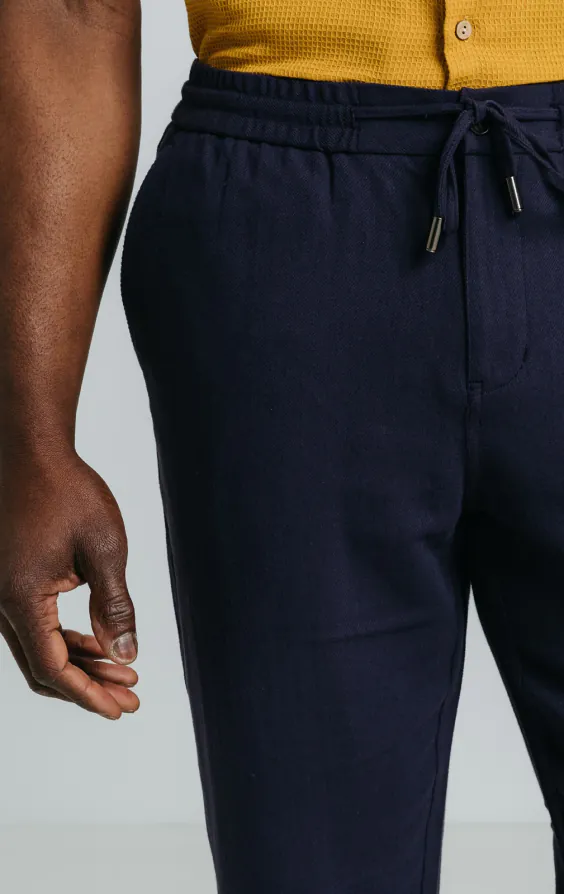 Marineblaue Hose aus Leinen-Twill - photo 2