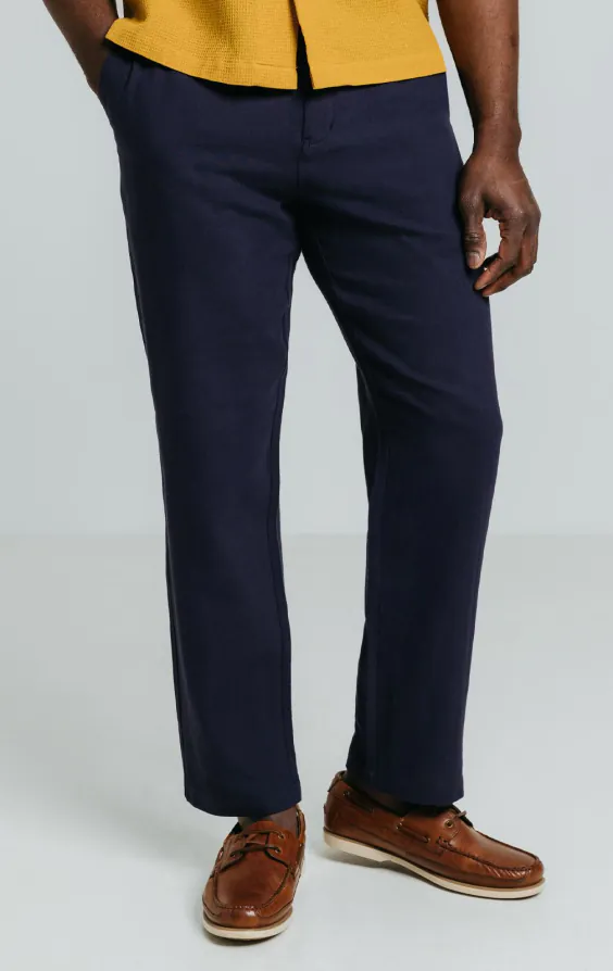 Marineblaue Hose aus Leinen-Twill
