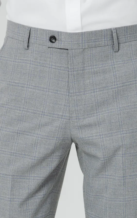 Hellgrau-blau Karierter Anzug Hose - photo 1
