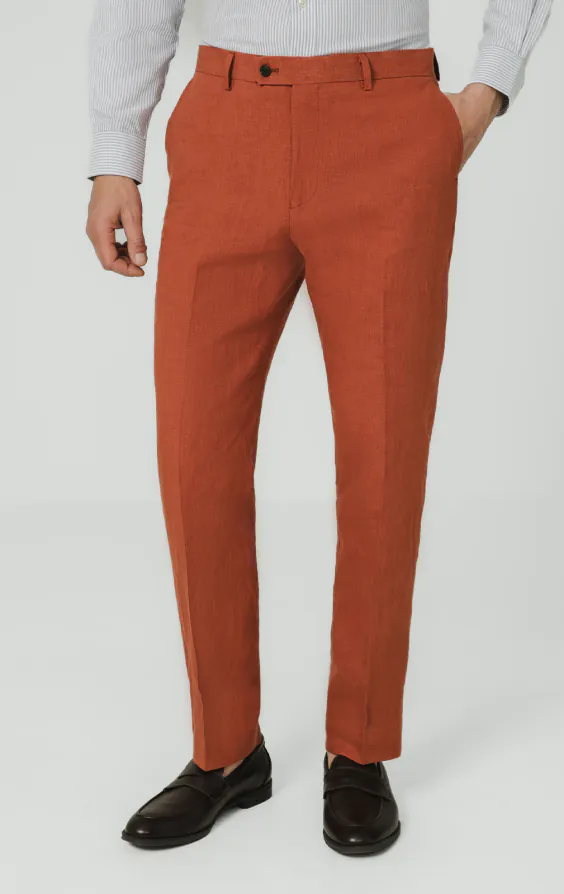 Gebranntes Orange Anzughose aus reinem Leinen Gebranntes Orange Anzughose aus reinem Leinen