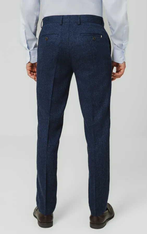 Blaue Fischgrätenmuster Tweed Anzug Hose - photo 2 Blaue Fischgrätenmuster Tweed Anzug Hose - photo 2