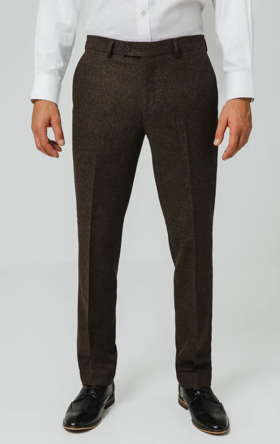 Dunkelbraune Donegal Tweed Anzug Hose Dunkelbraune Donegal Tweed Anzug Hose