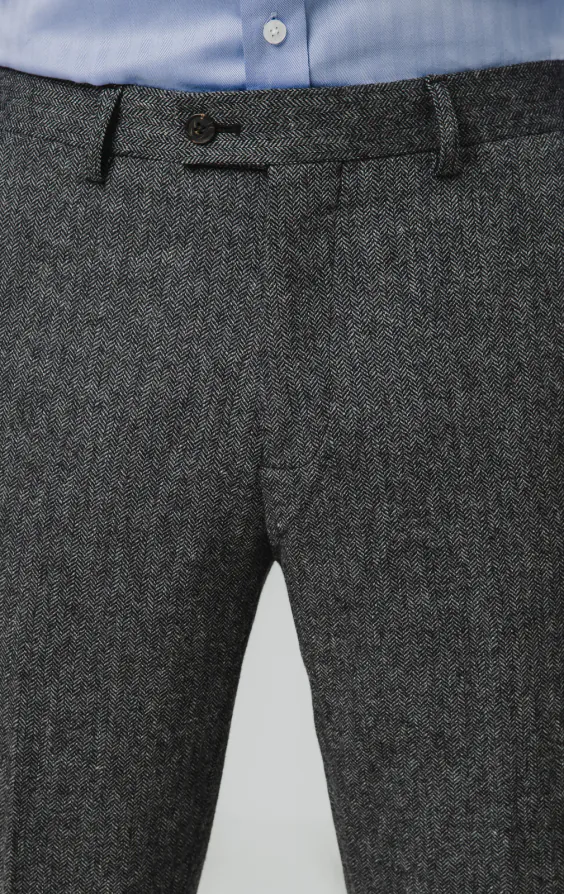 Graue Fischgrätenmuster Tweed Anzug Hose - photo 1 Graue Fischgrätenmuster Tweed Anzug Hose - photo 1