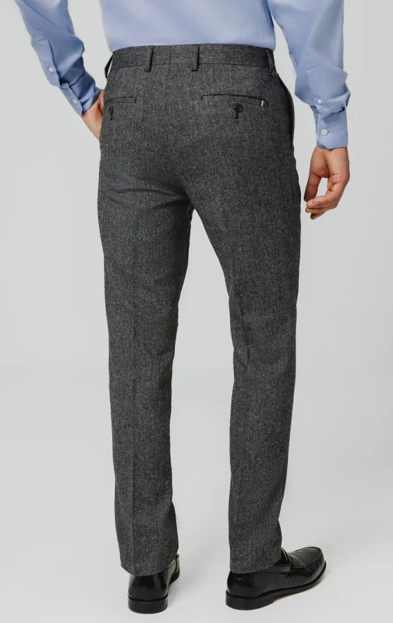 Graue Fischgrätenmuster Tweed Anzug Hose - photo 2 Graue Fischgrätenmuster Tweed Anzug Hose - photo 2