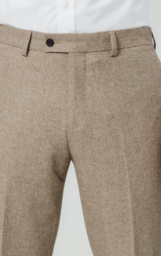 Kamelbraune Twill Tweed Anzug Hose - photo 1 Kamelbraune Twill Tweed Anzug Hose - photo 1