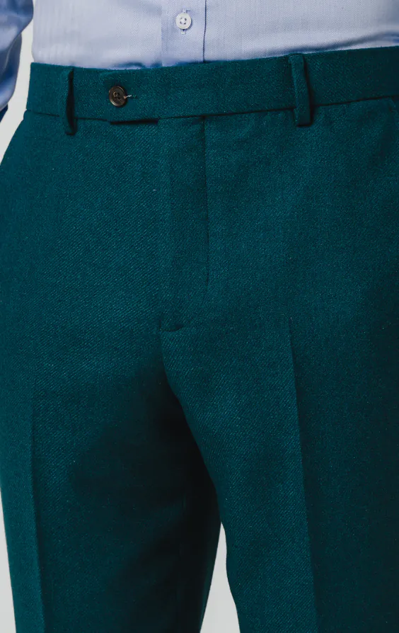 Türkisblauer Anzughose aus Wollflanell - photo 1 Türkisblauer Anzughose aus Wollflanell - photo 1