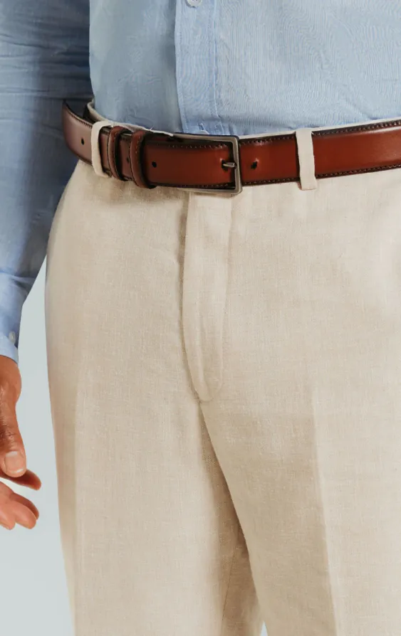 Dobell Leinen Hose, Cremefarben, Slim-Fit - photo 1