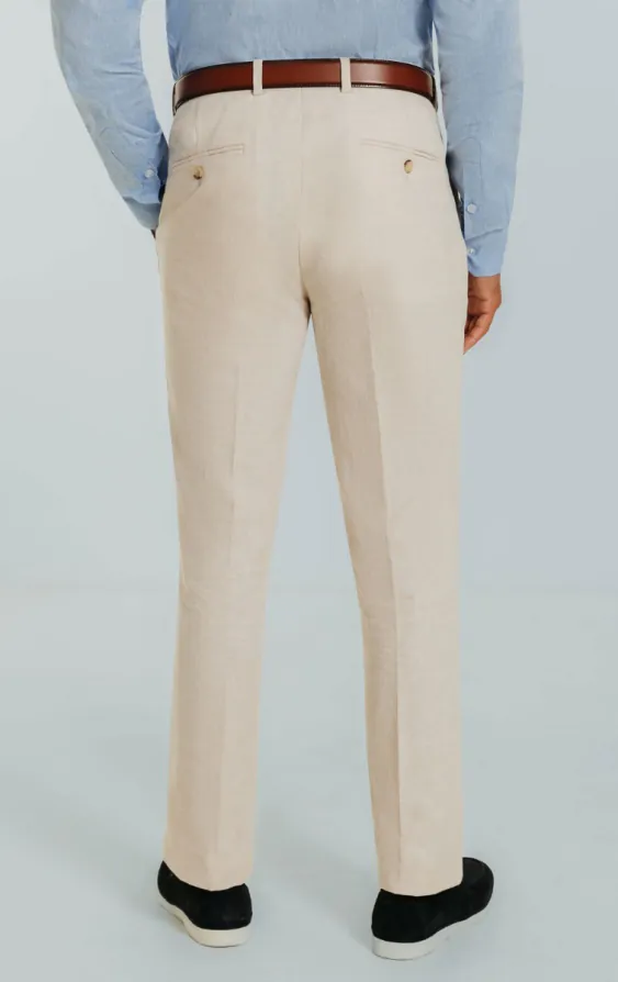 Dobell Leinen Hose, Cremefarben, Slim-Fit - photo 2