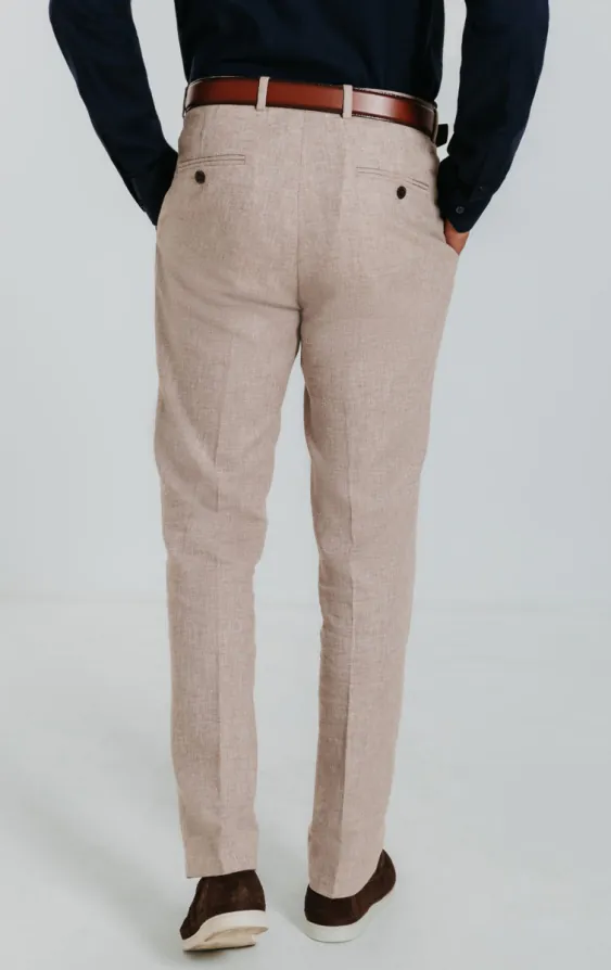 Dobell Leinen Hose, Sandfarben, Slim-Fit - photo 2