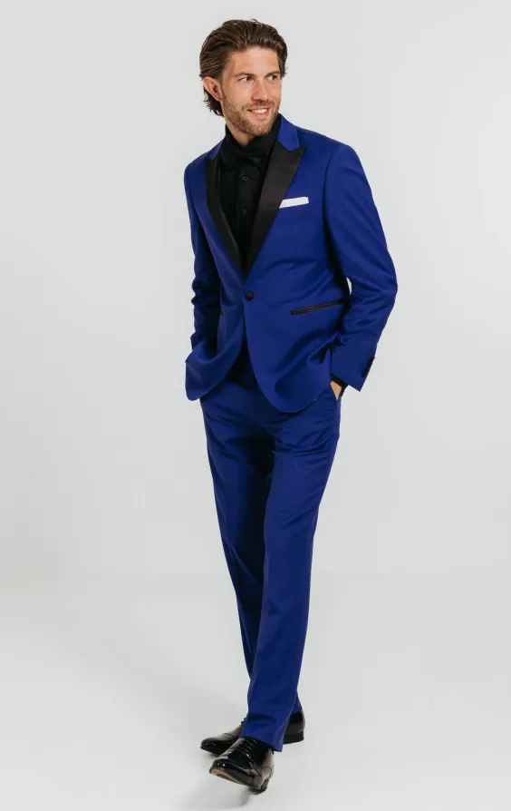 Leuchtend Blau Smoking mit Steigendem Revers - photo 1