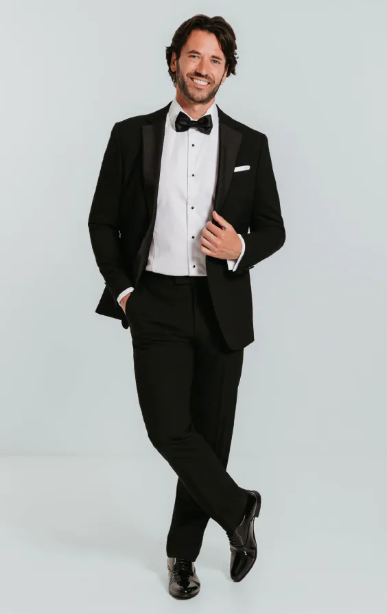 Schwarzer Slim-Fit Smoking mit Fallendes Revers - photo 2