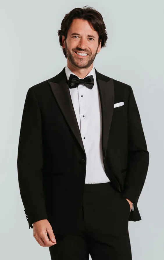 Schwarzer Slim-Fit Smoking mit Steigendem Revers