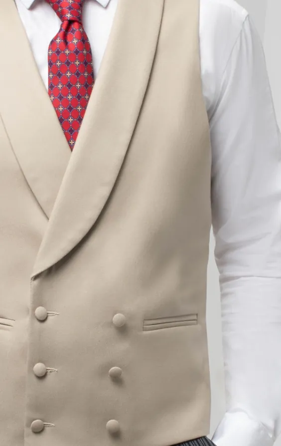 Hochzeitsweste, Hellbraun Gold, Zweireihig, 100% Wolle - photo 1