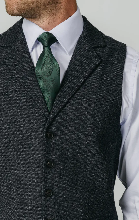 Donegal Tweed Weste, Grau, Fallendes Revers - photo 1 Donegal Tweed Weste, Grau, Fallendes Revers - photo 1