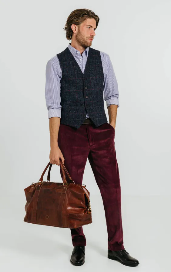Harris Tweed Weste, Dunkelblau, Karomuster - photo 3