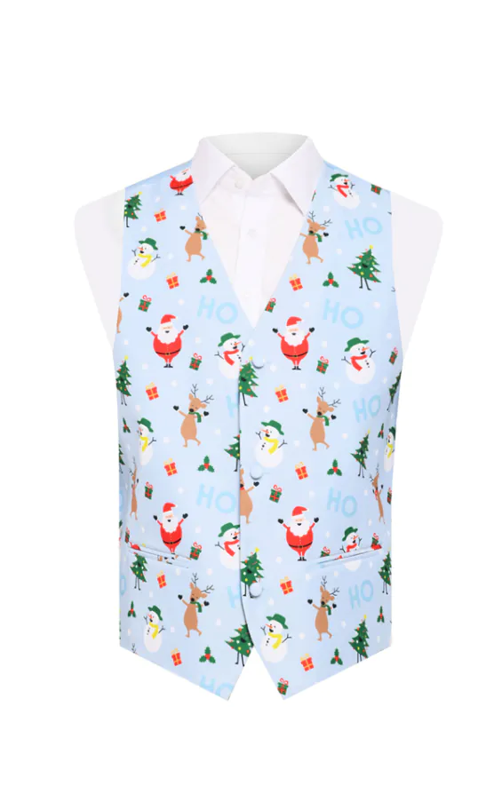 Festliche hellblaue schneebedeckte Weihnachtsweste für Jungen