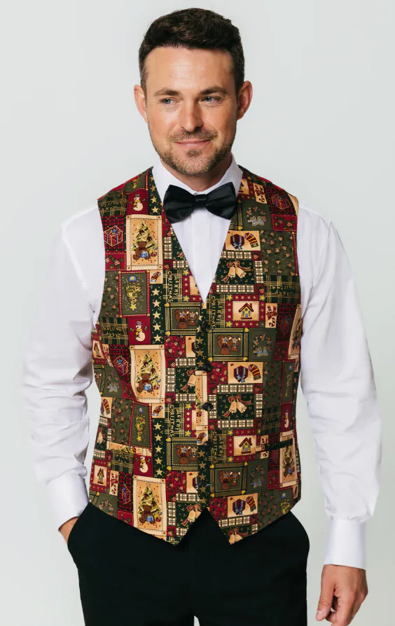 Grün Vintage Weihnachten drucken Weste - Limitierte Auflage Grün Vintage Weihnachten drucken Weste - Limitierte Auflage