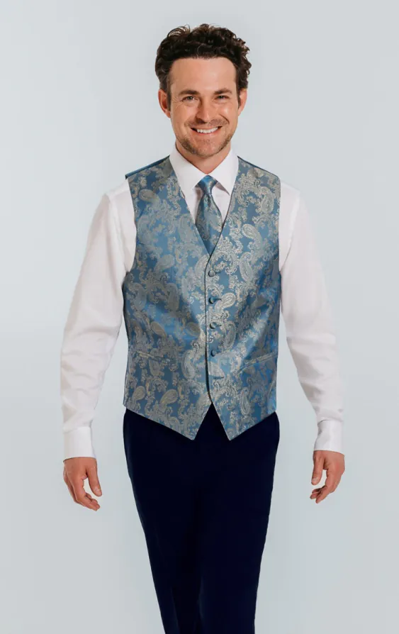 Paisley Weste, Taubenblau