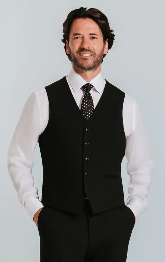 Weste, Schwarz, Slim-Fit Weste, Schwarz, Slim-Fit