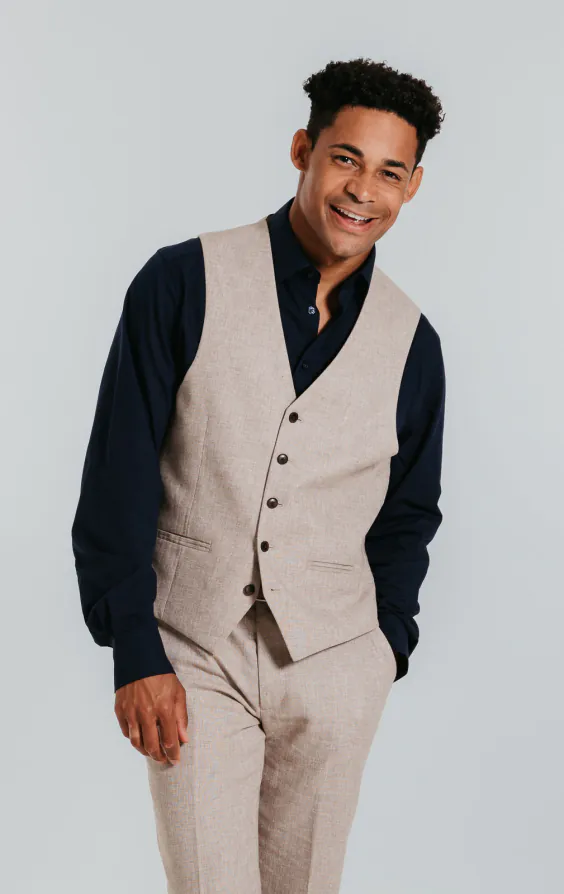 Leinen Anzug, Sandfarben, Slim-Fit - photo 7