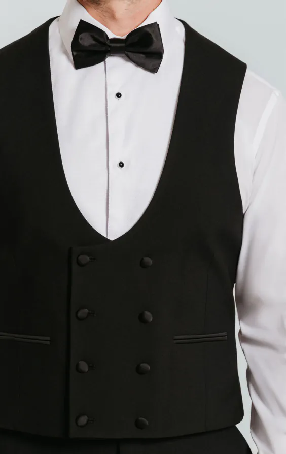 Smokingweste, Schwarz, Zweireihig, Slim-Fit - photo 1