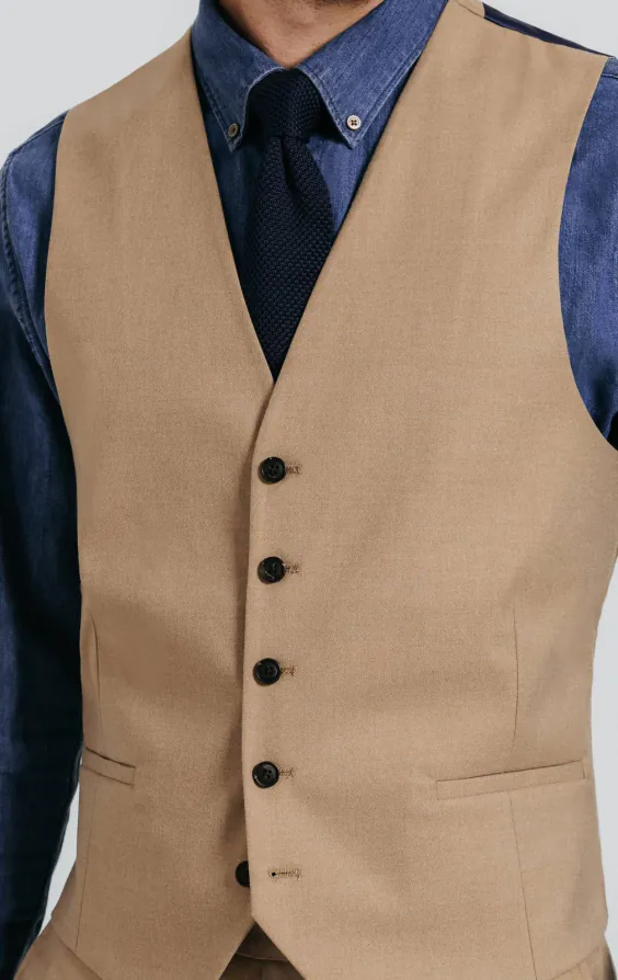 Kamelbraun Twill Weste - photo 1