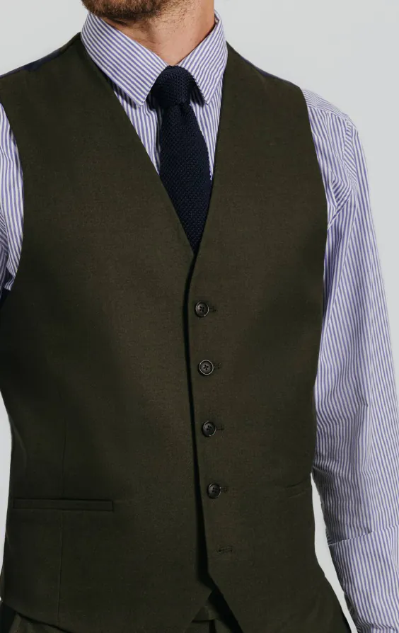 Dunkelgrün Twill Weste - photo 1