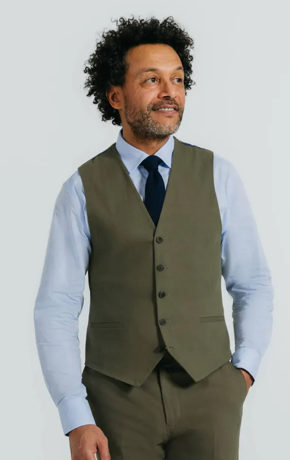Grün Weste aus Leinen-Twill Grün Weste aus Leinen-Twill