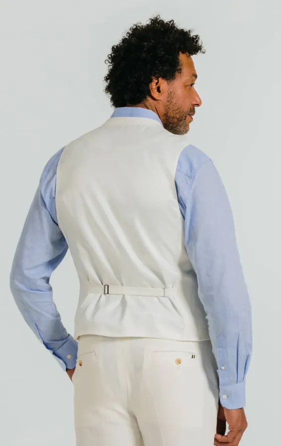 Naturweiß Weste aus Leinen-Twill - photo 2