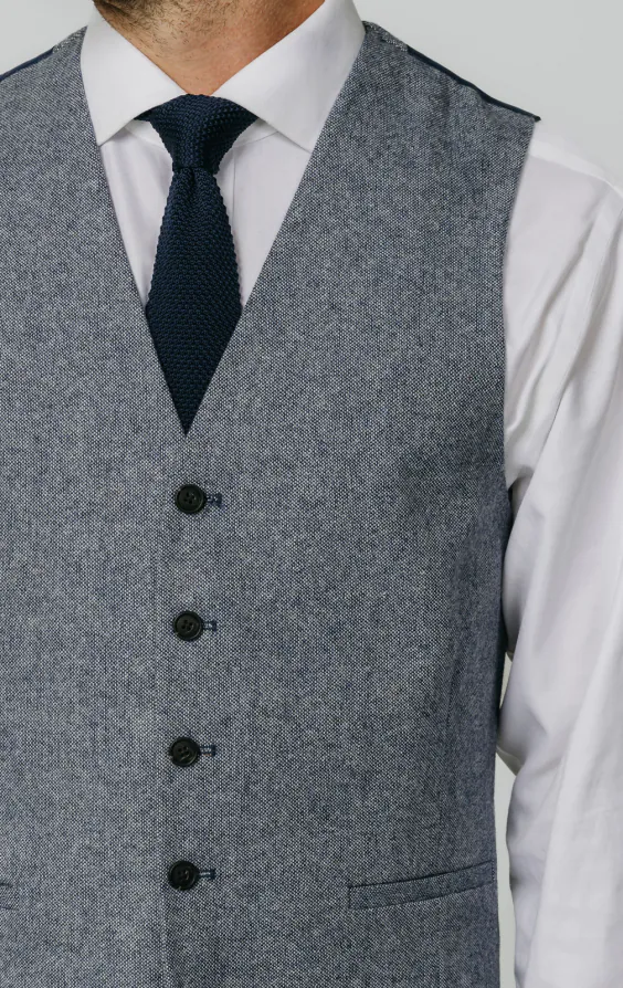 Blau Donegal Tweed Weste - photo 1 Blau Donegal Tweed Weste - photo 1