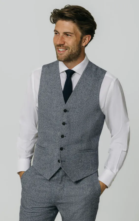 Blau Donegal Tweed Weste Blau Donegal Tweed Weste