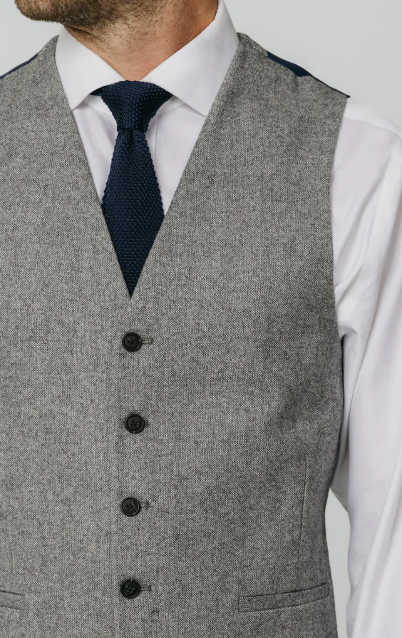 Hellgrau Donegal Tweed Weste - photo 1