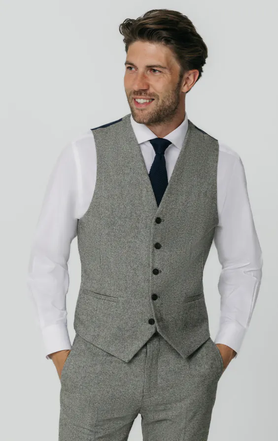 Hellgrau Donegal Tweed Weste