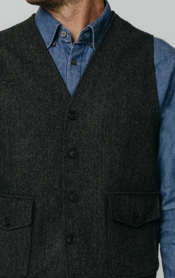 Graue Barleycorn Tweed Weste mit aufgesetzten Taschen - photo 1