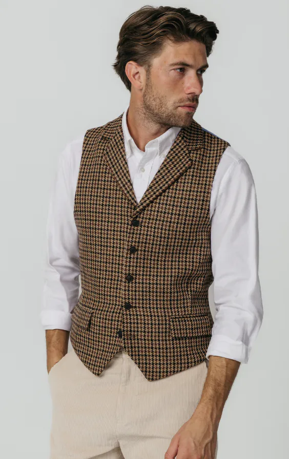 Braune Hahnentritt Tweed Weste - photo 1 Braune Hahnentritt Tweed Weste - photo 1