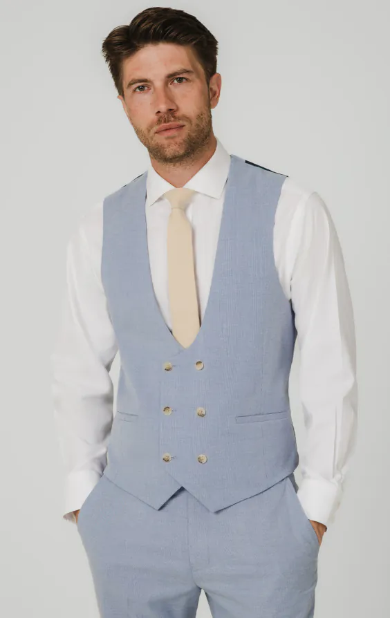 Hellblaue Hopsack-Weste Hellblaue Hopsack-Weste