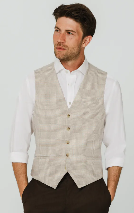 Beige Jacke mit Prince-of-Wales-Karomuster - photo 6