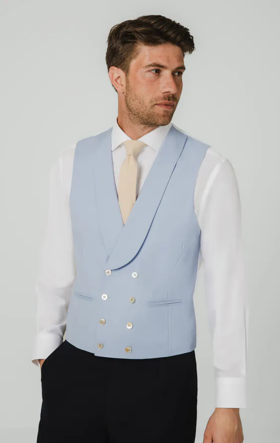 Hellblau Zweireihig Traditionelle Hochzeitsweste Hellblau Zweireihig Traditionelle Hochzeitsweste