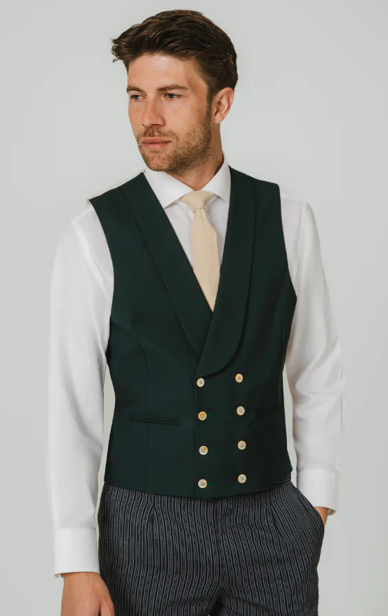 Dunkelgrün Zweireihig Traditionelle Hochzeitsweste Dunkelgrün Zweireihig Traditionelle Hochzeitsweste