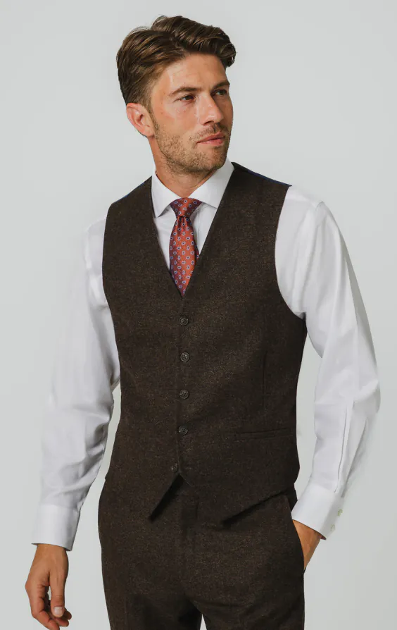 Dunkelbraun Donegal Tweed Weste