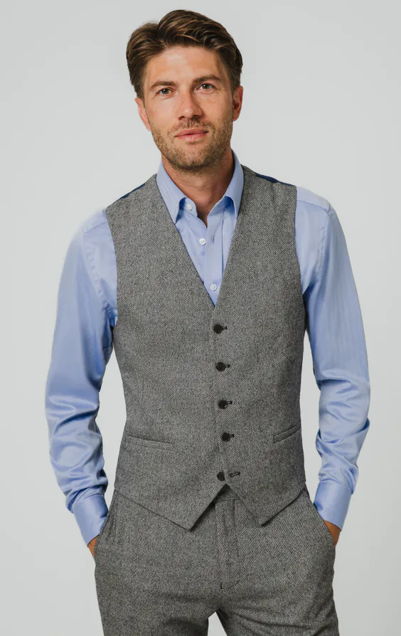 Grau Twill Tweed 3-Teilig Anzug - photo 6 Grau Twill Tweed 3-Teilig Anzug - photo 6