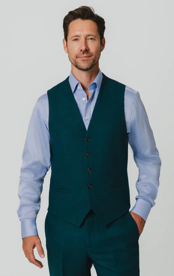 Türkisblauer Weste aus Wollflanell Türkisblauer Weste aus Wollflanell