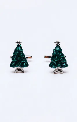 Manschettenknöpfe mit grünem Weihnachtsbaum