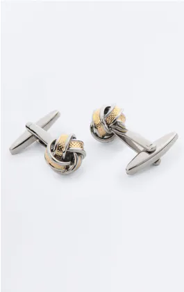 Silber und goldfarbene Knoten Manschettenknöpfe