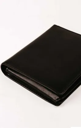 Schwarzes Leder-RFID-Geldbörse/Kreditkartenetui