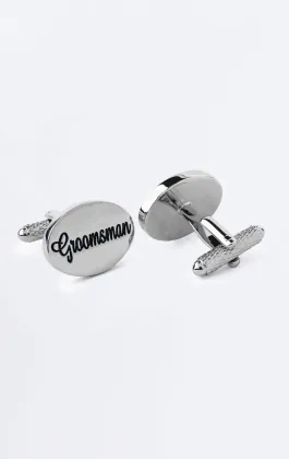Silberfarbene 'Groomsman' Manschettenknöpfe